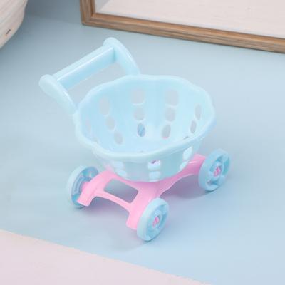 1/12 Dollhouse Simulation Mini Supermarket Shopping Cart Baby Trolley Shopping Basket Model Dollhouse Decoration Accessories