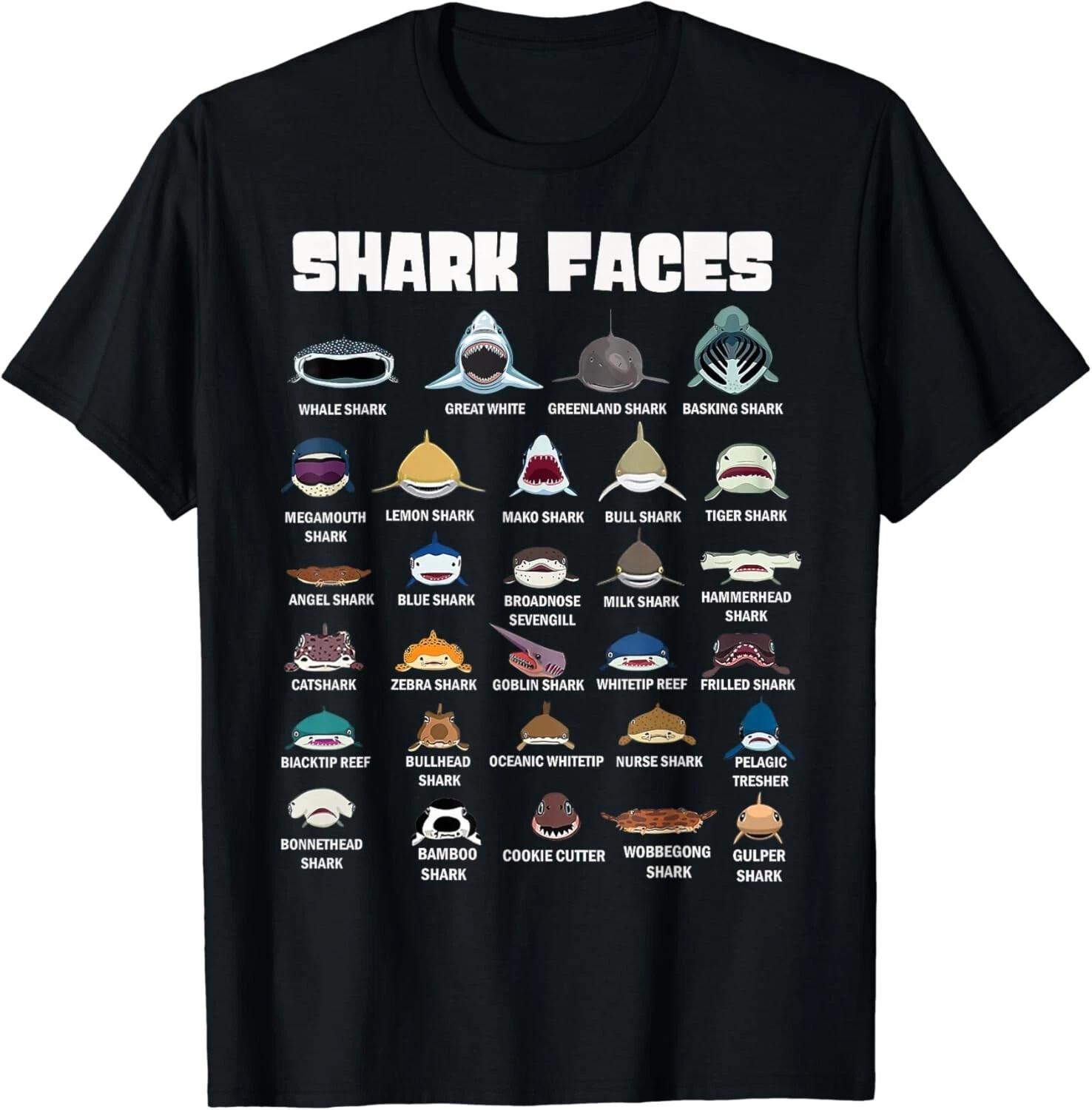 

Types Of Shark Faces_ Shark Face Identification Great Sea Gift Unisex T-Shirt XL