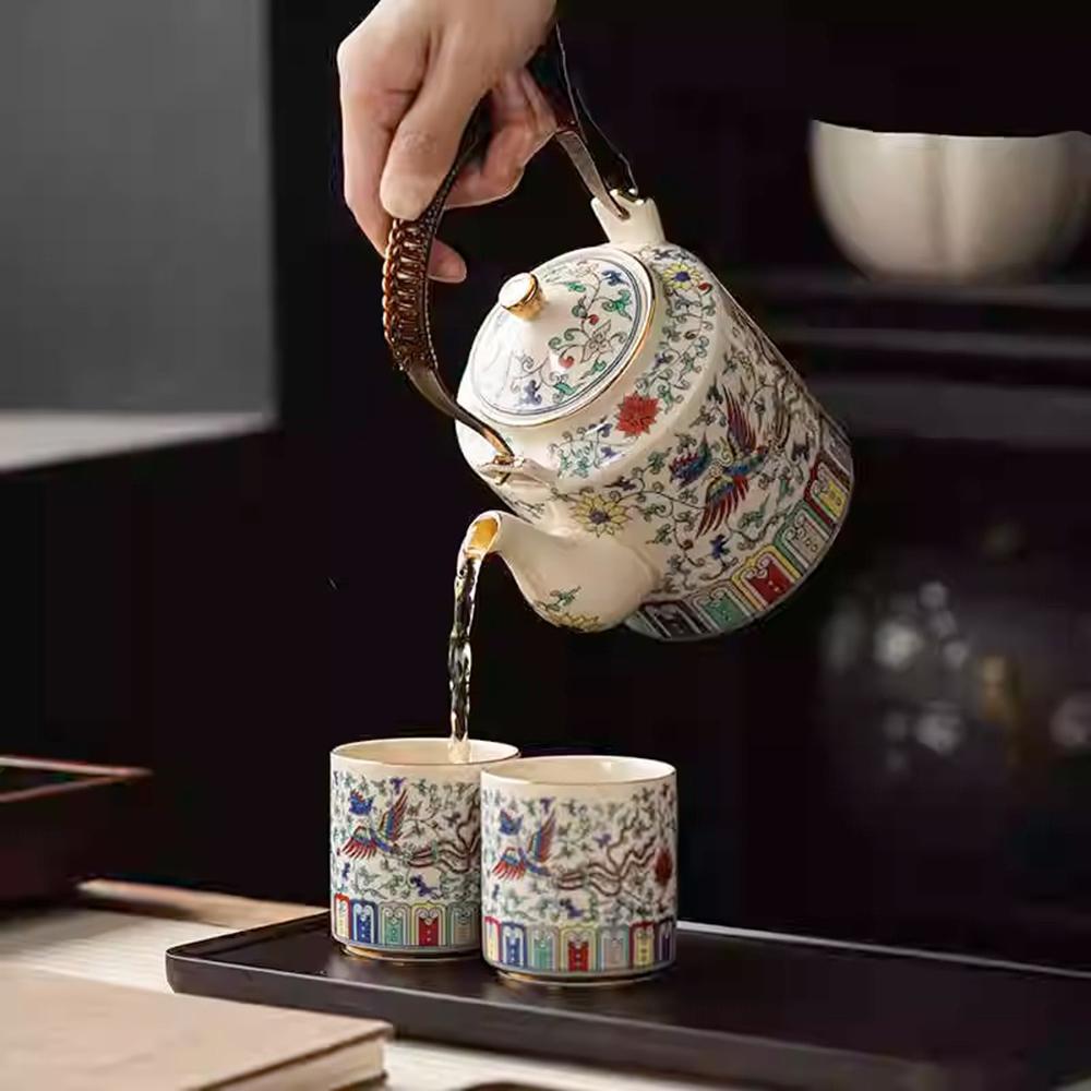 Chinese Retro Ceramic Teapot, Household Tea Infuser with Strainer, Restaurant Tea Kettle, China-Chic Style Ceramics Tea Set