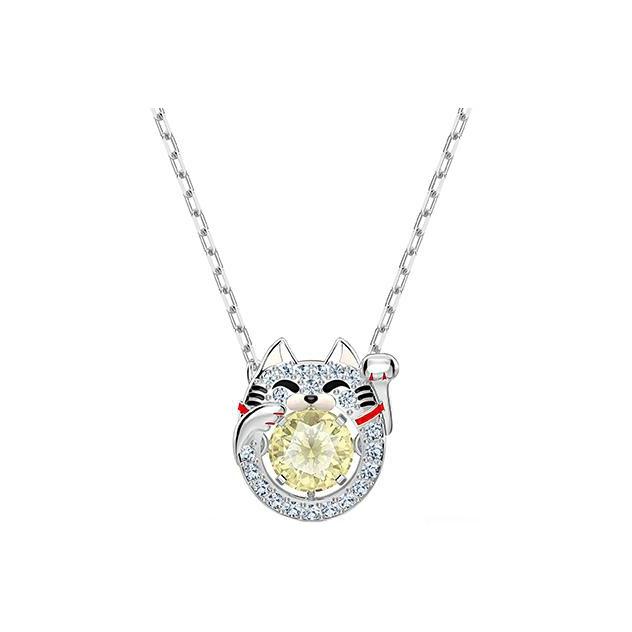 Swarovski Sparkling Dance Series Jumping Heart Crystal Cat Necklace Women necklace 5515438 Box (Random Color)