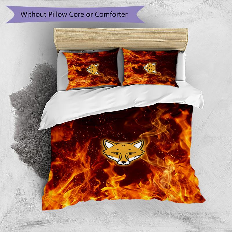 Leicester City Football Printed 3 Pieces Bedding Set, Comfortable Skin Friendly Bedroom Duvet Cover Set