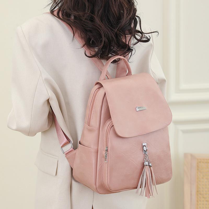 New tassel daily pu commuter backpack Korean version literary work leisure backpack