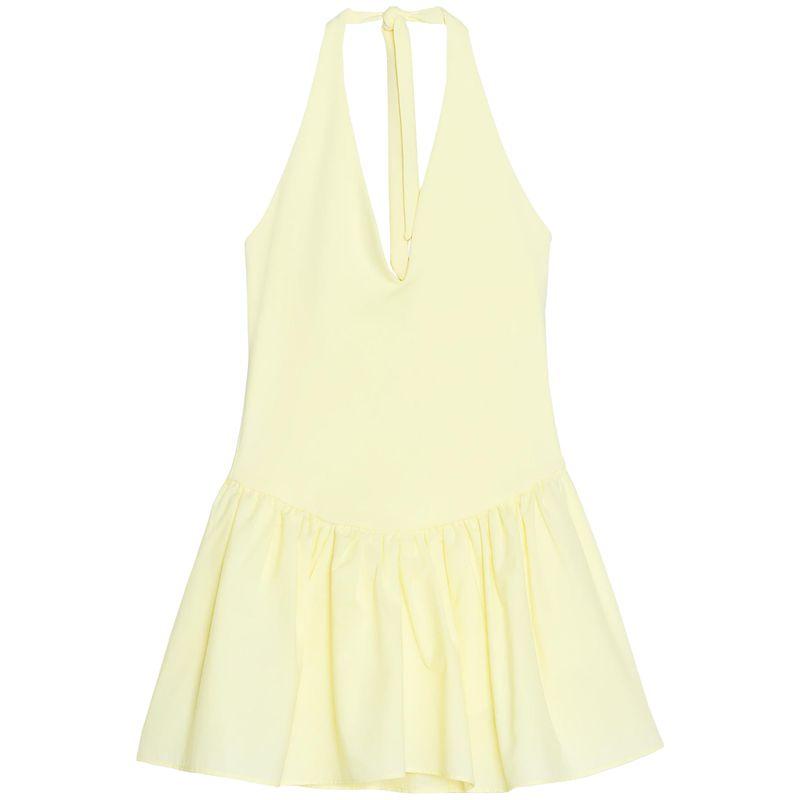 Zaprha 2025 New Sexy Seaside Vacation Style Bowknot Decoration Halterneck Patchwork Dress 0085338