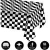 Oigco 3 Pack Black and White Checkered Tablecloths Race Car Theme Tablecloths for Motor Racing Birthday Party Decorations, 54" x 108