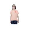 Ss24 Solid Logo Heart Print Vertical Button Short Sleeve Polo Shirt Women Tops Pink CT426-PIN
