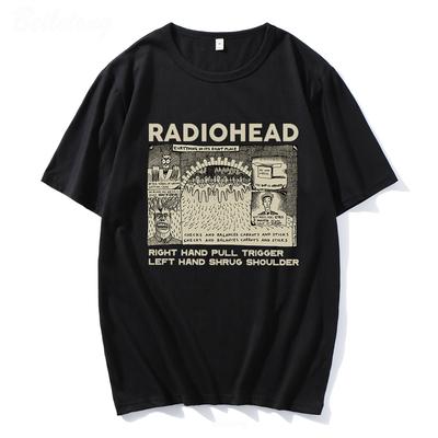 Radiohead T Shirt Men Funny Retro Prints Loose Breathable Tops 100 Cotton Unisex Tshirts Indie Rock Band Music Tees Males Tops