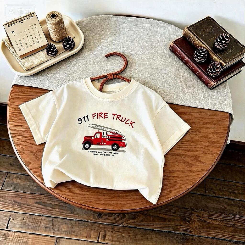 Children Clothes Printed Car Tshirt Summer Short Sleeve Tops Kids Tees Childrens Wear Girl And Boy Casual Crewneck T Shirts