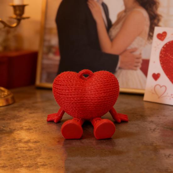 3D Printed Love Ornaments Heart Figurines Creative Woven Seated Design Home Decor Valentine's Day Gift Decorative Sculptures Desktop Accent