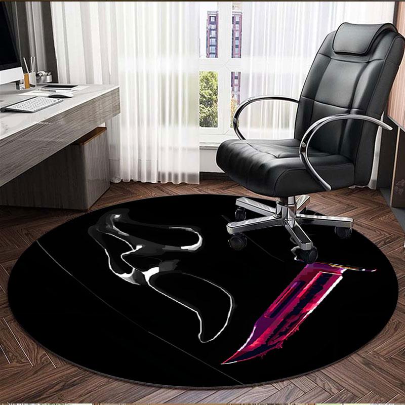 Ghostface Print Round Rug, Washable Floor Carpet, For Entryway Dorm Laundry Room Office Study, Home Decor Birthday Christmas Gift