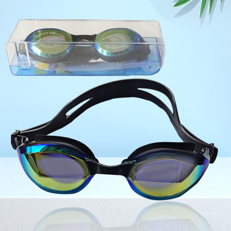 Clear Non-prescription Myopia Swimming Goggles Children's Silicone Swimming Goggles Waterproof and Anti-fog Electroplated Swimming Goggles