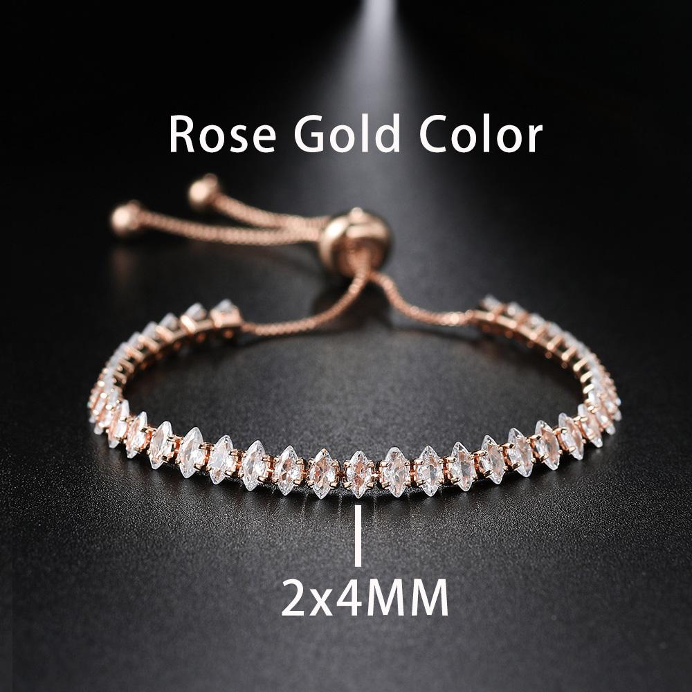 New Trendy Adjustable Oval Cut Tennis Bracelets for Women Dazzling Horse Eye Shaped Zirconia Chain on Hand Wedding Party Zircon