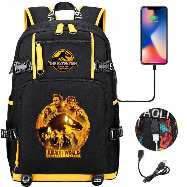 Sac à dos pour femmes et hommes New Jurassic World Park USB grande