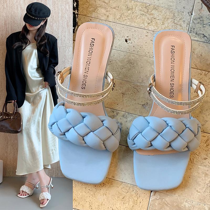 

Fashion Low Shoes Slippers Heels Slipers Women Slides Jelly Flip Flops Fashion High 2025 Glitter Luxury PU Scandals Rome Rubber Crystal 42 небесно-голубой