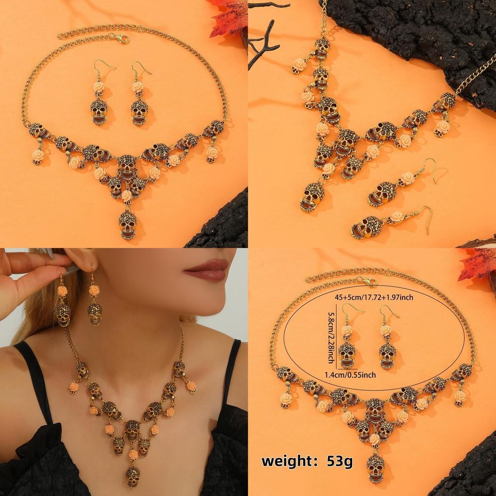 Pumpkin Skeleton Jewelry Collection With Gold Plated Alloy For Halloween Party Accessories