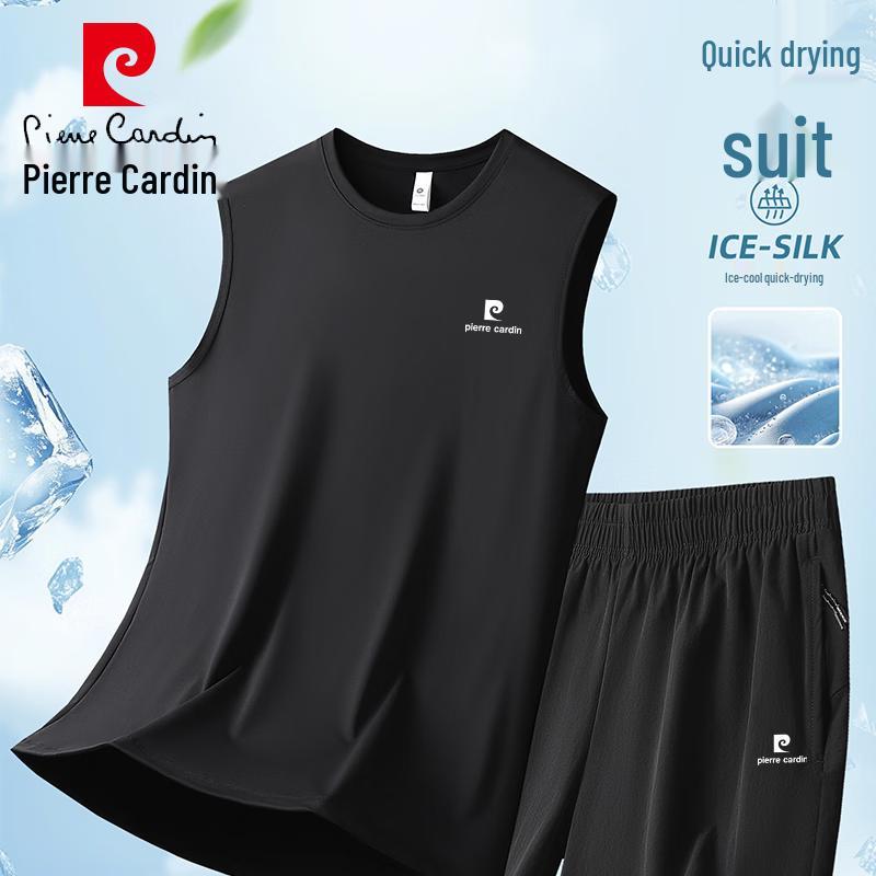 Pierre Cardin Men's Summer Ice Silk Sleeveless Top & Shorts Set