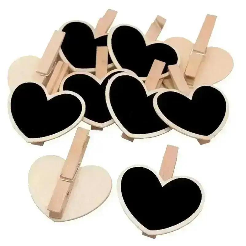 

New Cute And Popular 50 Piece Hanging Wooden Convenient Message Board Clip Label Number Price Tag Heart-shaped DIY Crafts Heart