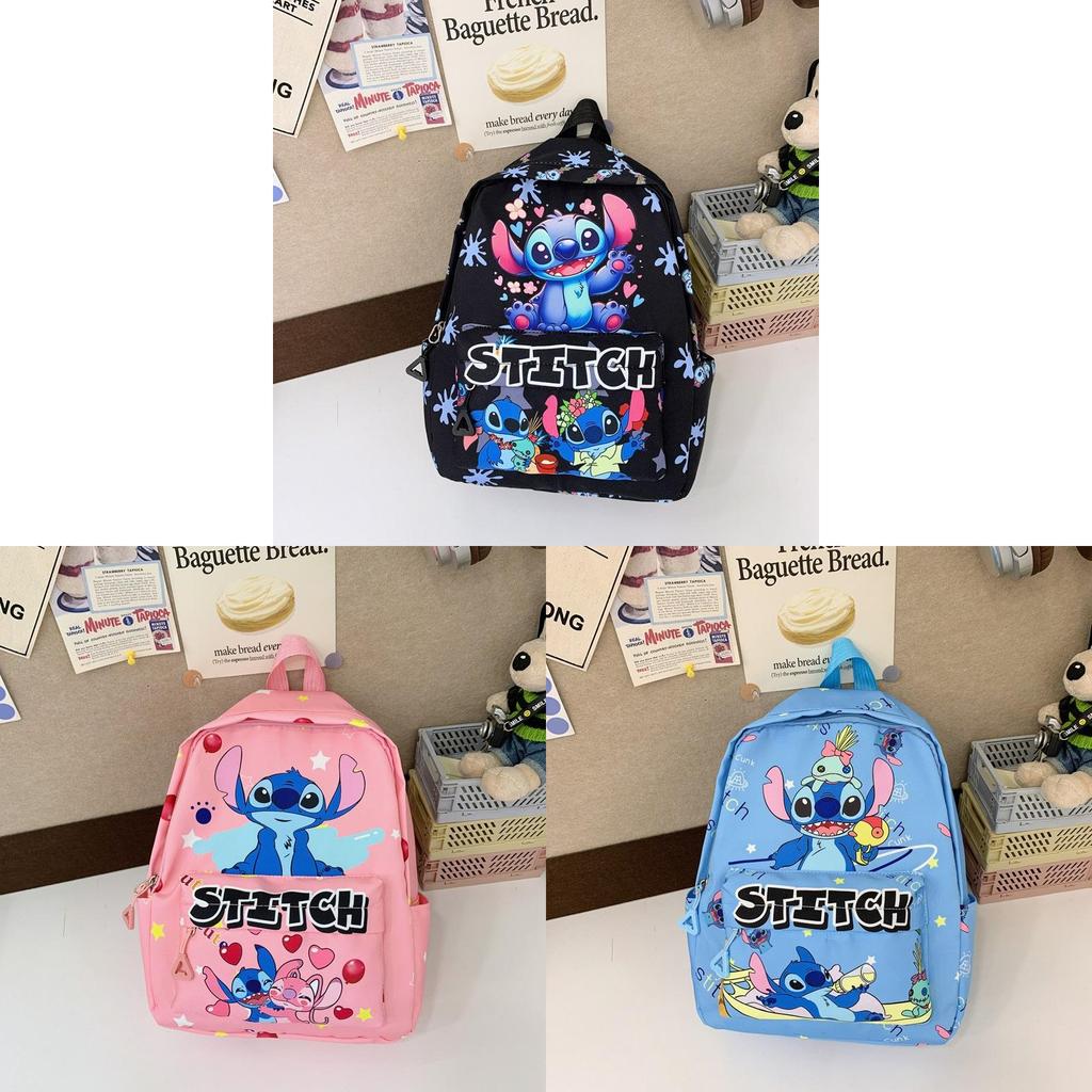 Lilo Stitch Kids Backpack With Durable Nylon For School Use And Cartoon Design