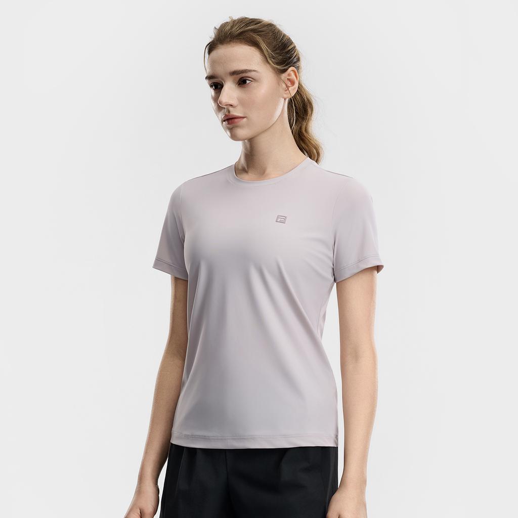 FILA Fitness Classic Minimalist Basic Solid Color Breathable Short Sleeve T-Shirt Women tops Cloud-Gray A51W621104FGY
