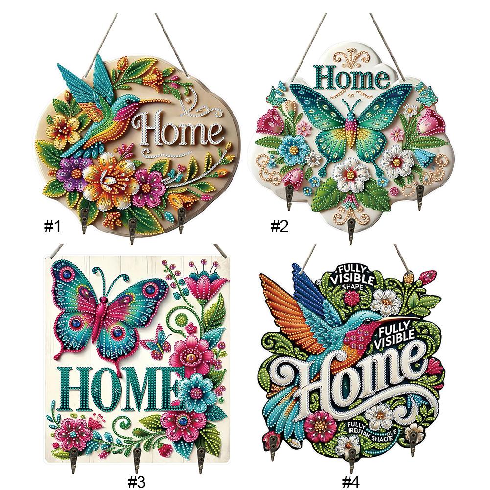 2D Flat DIY Diamond Painting Hanging Hook Home Decor Craft Kit Diamond Art Painting Hook Kit No Hole Punching Wall Decoration