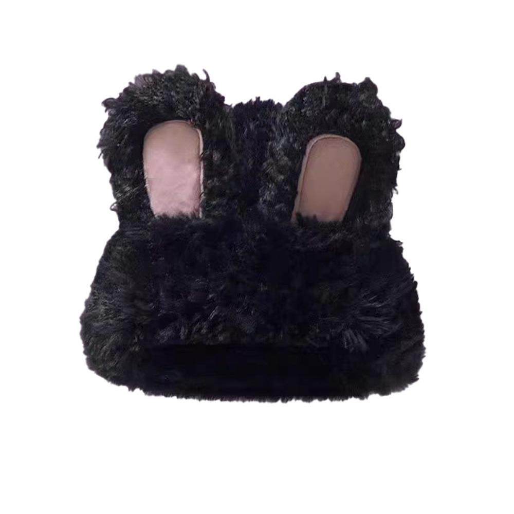 Fluffy Knitted Plush Hat Solid Color Winter Outdoor Warm Cap Rabbit Ear Beanies  Winter Season