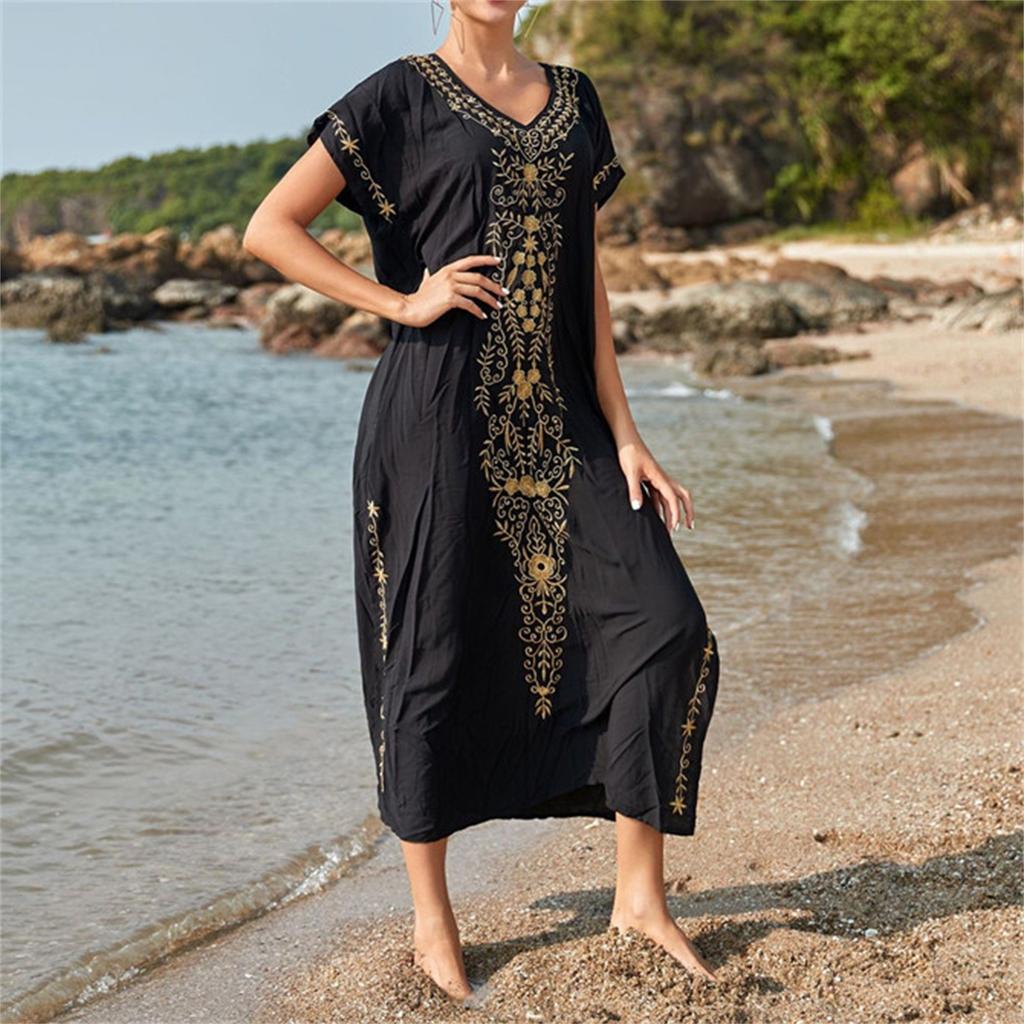 Ladies Loose Beach Cover Up Robe Vacation Sun Shirt Cover Up