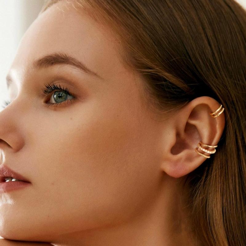 Set di orecchini a clip placcati oro regolabili, accessori per orecchie alla moda per donne, orecchie sensibili