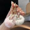 Keychain Rabbit Ear Soft Plush Ball Charm Key Chain Car Keys Bags Backpacks Kids Travel Accessories Stress Relief Gift