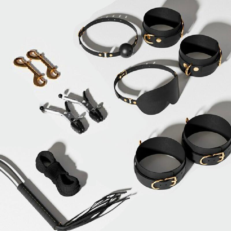 JIUUY Adult SM Sex Products Kits Bondage Gear Collar Butt Oral Erotic Bundle Blindfold Whip Sex BDSM Sex Game for Couples