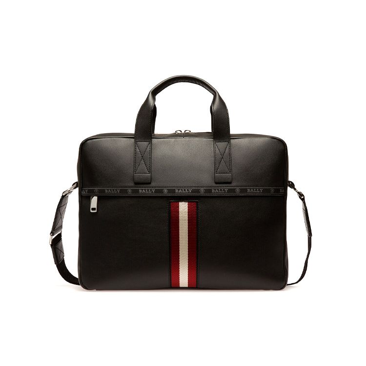 

Bally Hektor Three-Color Striped Leather Briefcase Men Briefcase Black 6227940 Basic Set (Bag+Dust Bag)