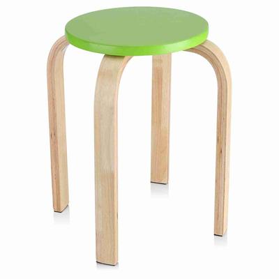 1 Pz Sgabello Impilabile in Legno Curvato Antiscivolo Colore Caramella Arredamento Casa Camera dei Bambini Verde