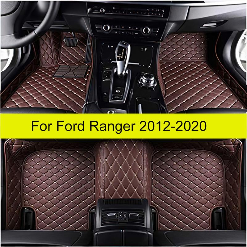 Leather Car Floor mats for Ford Ranger   2018 2017 2016 2015 2014 2013 2012 Carpets Rugs Pads Interior Parts Accessories