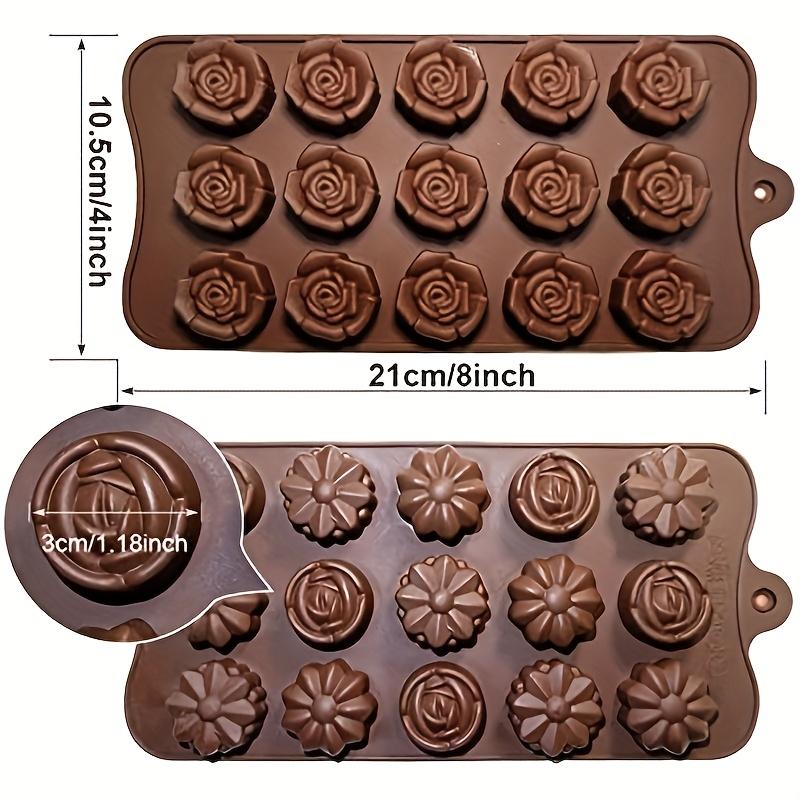 WTEMPO 2pcs Silicone Flower Molds Non-Stick Floral Chocolate Candy Molds DIY Baking Molds for Making Chocolate Soap Cookies Cakes Pudding