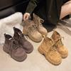 Fashion Versatile Thick-soled Heightened and Thin Martin Boots Women's 2025 Autumn and Winter New Lace-up Muffin Bottom Locomotive Boots Women's Boots