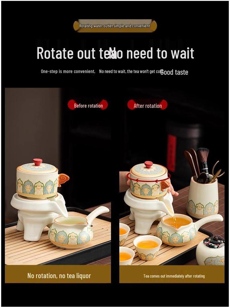 High-End 2025 Automatisches Kung Fu Tee-Set: Ru-Brennofen Teekanne & Teetassen - Luxuriöser Keramik Fauler Teebereiter