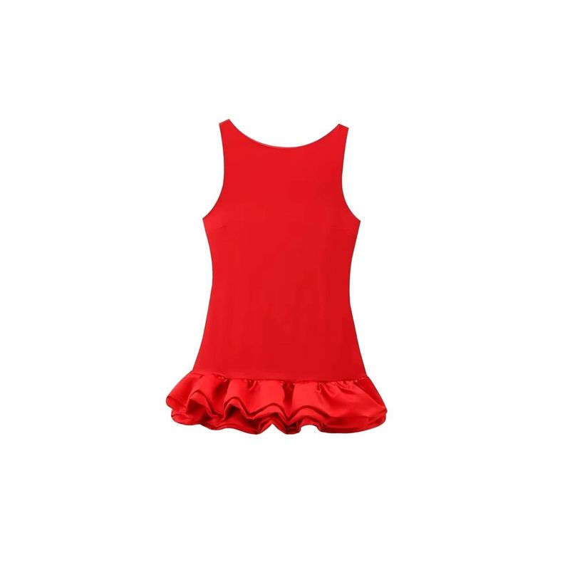 Western Style New Sexy Backless Frill Dress Sexy Backless Lotus Leaf Dress