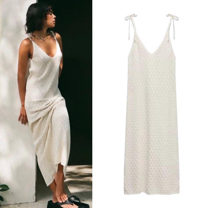 Summer New Arrival Loose V Neck Hollow Dress Sling
