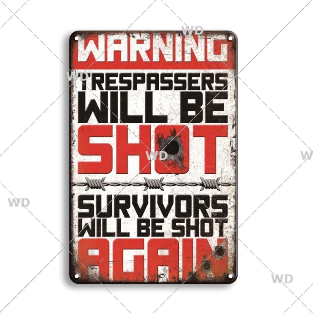 Retro Danger Warning Metal Sign - Vintage Caution Plaque - Metal Plate for Garage Park Home Wall Decor