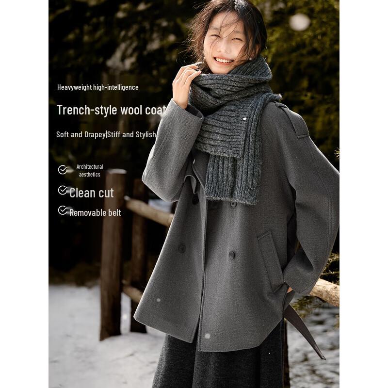 XWI Women s Sophisticated Heavy-Duty Trench Style Wool Coat XL