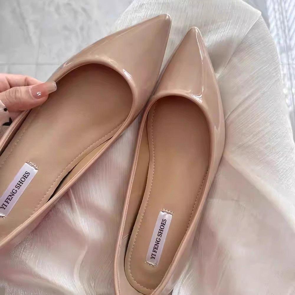 French nude inner height increase single shoes 2025 new versatile light mouth commuting pointed temperament comfortable women's shoes