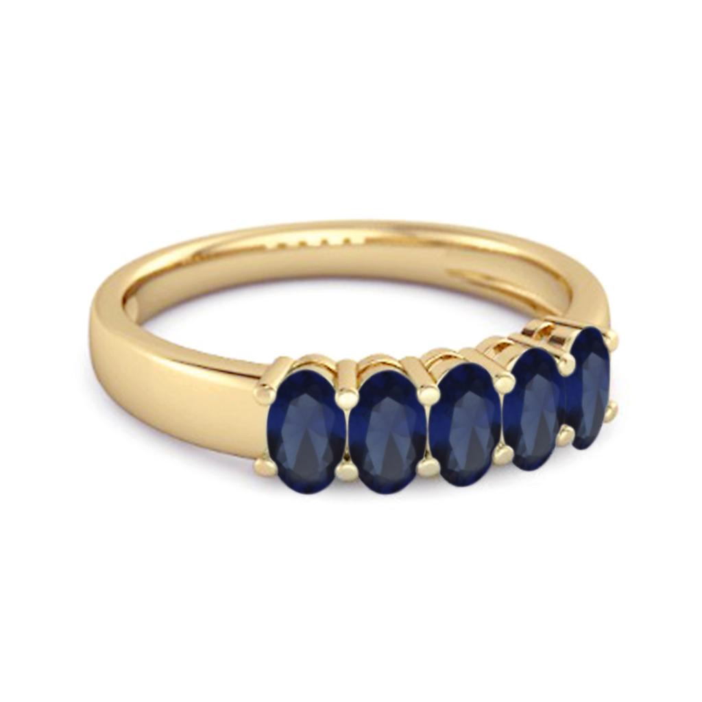 Blue Sapphire Half Eternity Band - 925 Sterling Silver Gold Vermeil