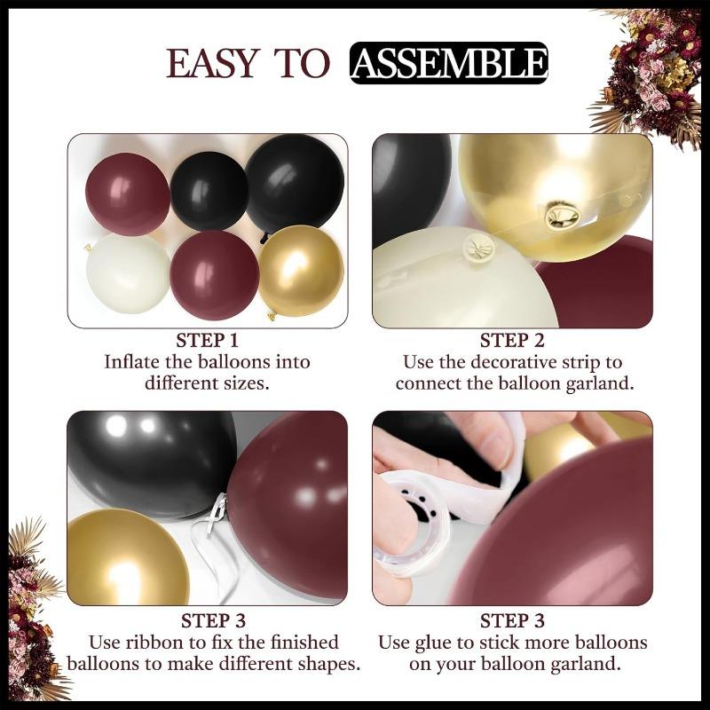 154pcs Burgundy balloon garland arch kit, suitable for birthday, graduation, wedding anniversary Valentine's Day decoration