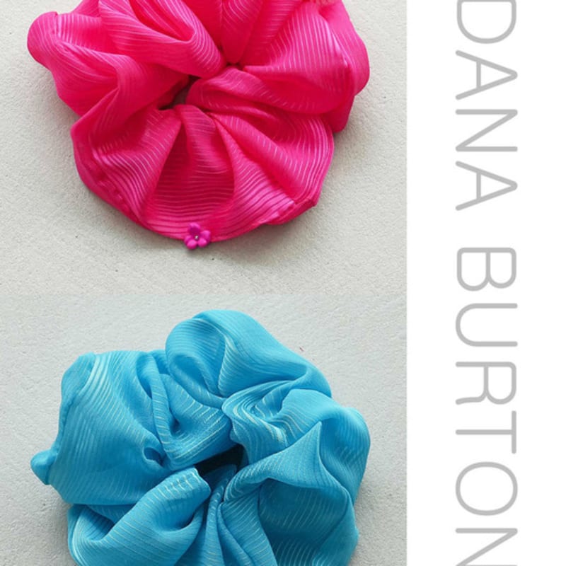 Dana Burton Striped Silk Chiffon Scrunchie