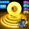 12V Wifi Bluetooth RGB COB LED Strip Remote Control 44key 24key Power Kit 840LED/m Flexible Light Tape Home Decoration 1 2 Rolls