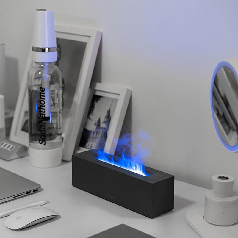 Flame Aroma difuzér zvlhčovač vzduchu Ultrazvukový generátor chladnej hmly Fogger LED lampa na esenciálny olej Realistický difúzor ohňa