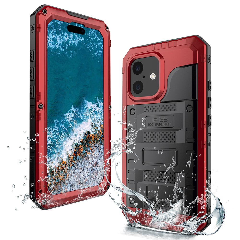 IP68 Waterproof Phone Case for iPhone 16 Plus Metal+Silicone Cover with Screen Protector