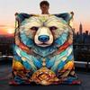 1pc Bear Totem Art Outdoor Blanket, Soft And Comfortable Blanket, Casual Warm Outdoor Blanket, Good Birthday Gift Yy251201177