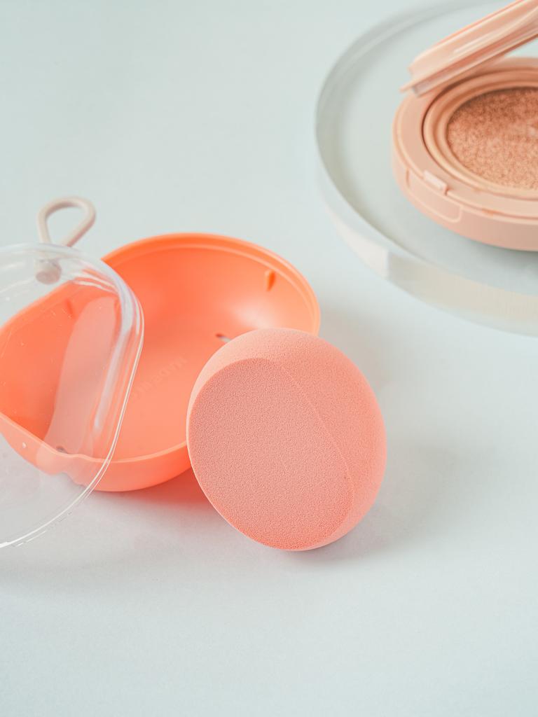 Hygienisches halbkreisförmiges Make-up-Puff & Aufbewahrungset