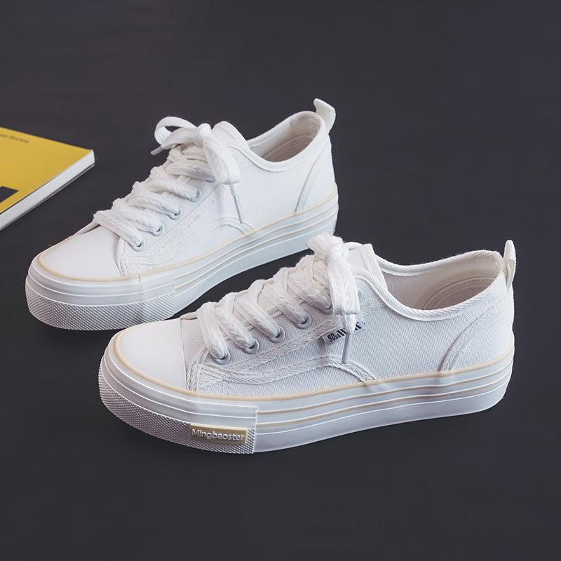 Wheat ear shoelaces platform canvas shoes women's summer breathable new versatile niche board shoes soft sole white shoes