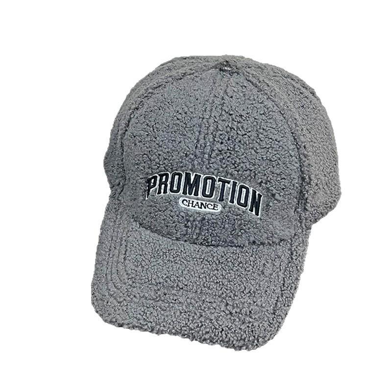 Lamb plush hat women's autumn and winter new wide-brimmed cap winter warm windproof face small baseball cap