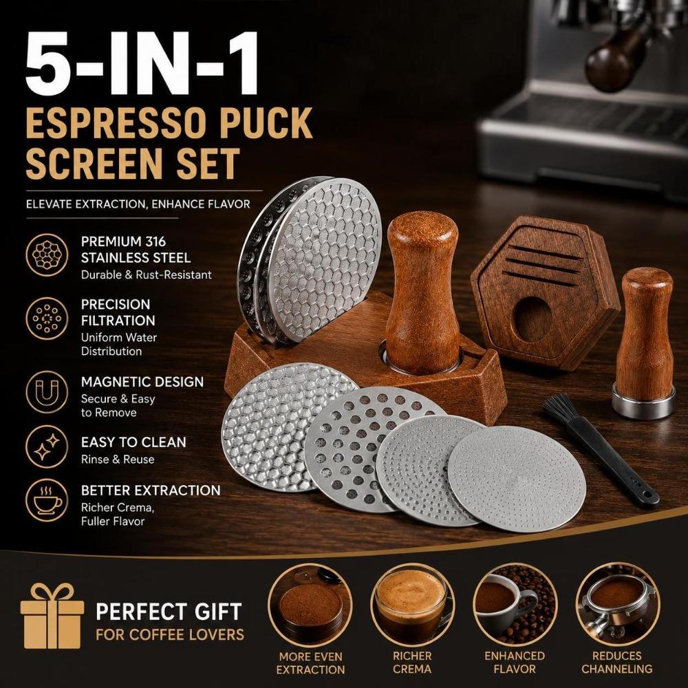 Dual Puck Screens Coffee Puck Screen Set Nylon Brush Portafilter Screen Kit Portafilter Setup